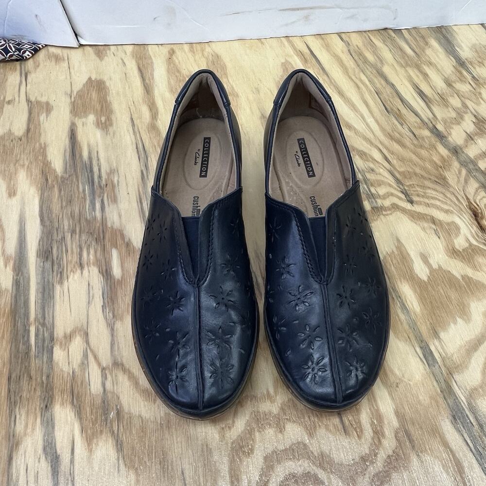 Clarks Shoes Womens Everlay Dairyn Slip On Loafers Size 7M Blue Leather Wedge - Picture 6 of 12